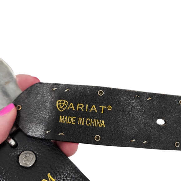 ARIAT BEADED WESTERN LEATHER BELT WITH BUCKLE - Picture 13 of 15